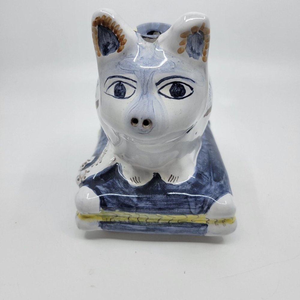 Portuguese Signed Ceramic Pottery Ikebana Style Flower Frog‎ Holder